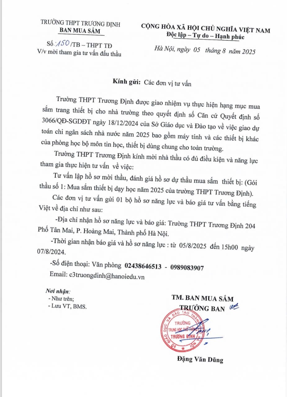 Mời tư vấn đấu thầu