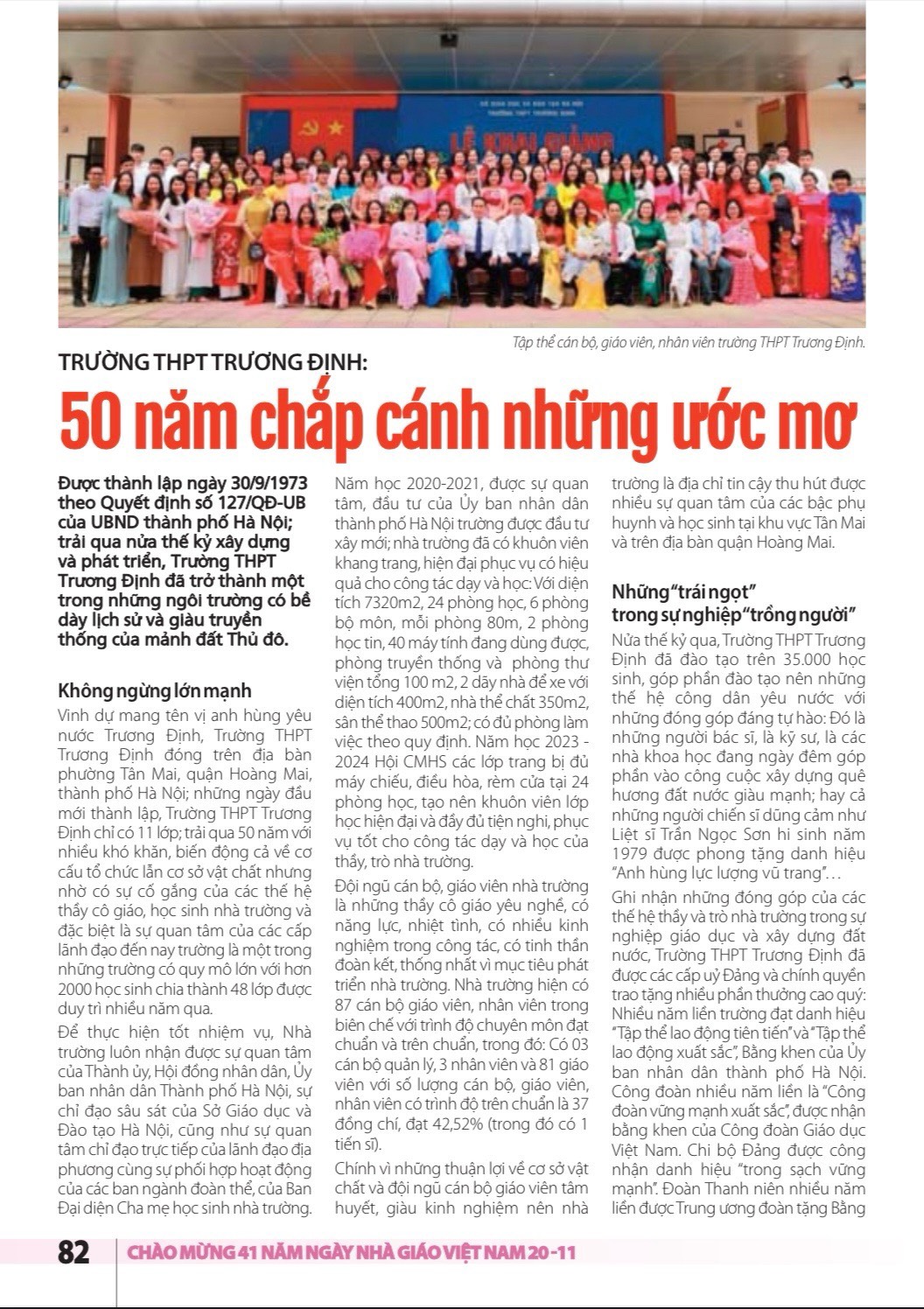 Trường THPT Trương Định: 50 năm chắp cánh những ước mơ